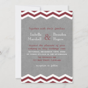 Marsala Chevrons sur Grey Faire-part de mariage