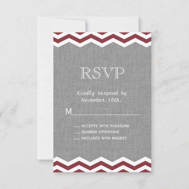Marsala Chevrons sur Grey RSVP (Devant)