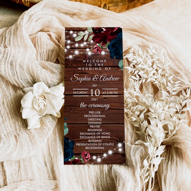 Marsala et la Marine Fleurs Programmes de mariage (Créateur téléchargé)