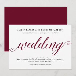 Marsala Faire-part de mariage de script élégant