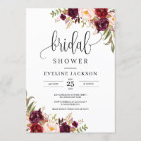 Marsala Floral Corners Invitation de la douche nup