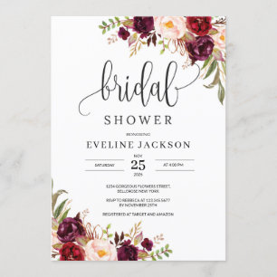 Marsala Floral Corners Invitation de la douche nup