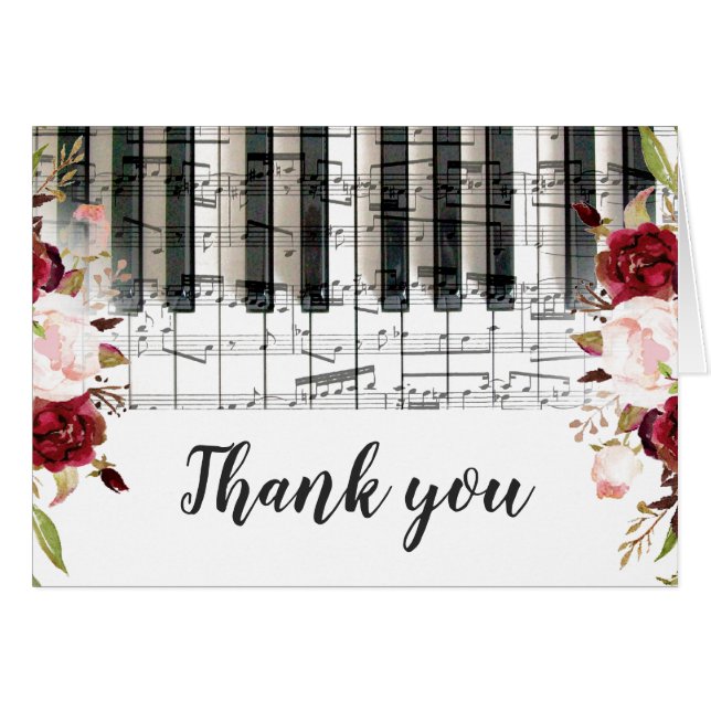 marsala floral music piano keyboard thank you (Front Horizontal)