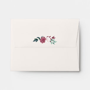 Marsala Floral Navy & Beige Printed Address RSVP Envelopes