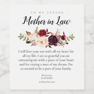 Marsala Floral To Mother in Law Wine Labels