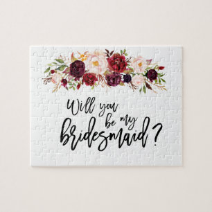 Marsala Florals   Bridesmaid Proposal Puzzle