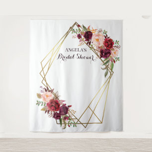 Marsala flowers Bridal Shower photo backdrop Tapestry