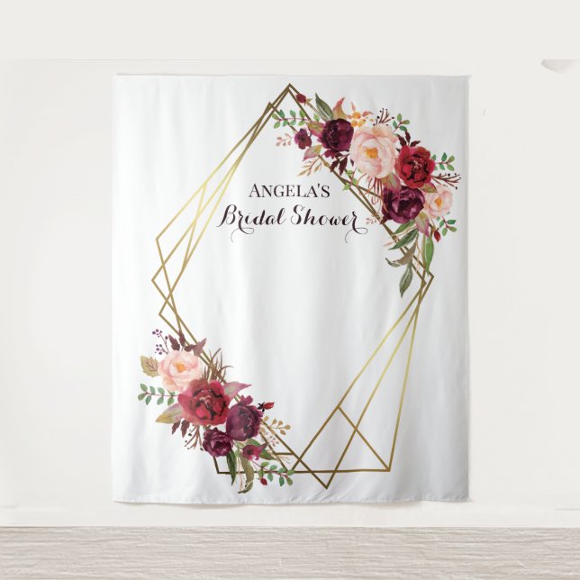 Marsala flowers Bridal Shower photo backdrop  Tapestry (Front)