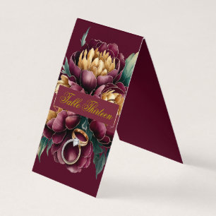 Marsala Gold Peony Mariages anneaux Numéro de tabl