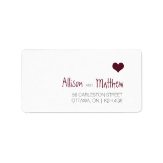 Marsala Heart Wedding Address Label