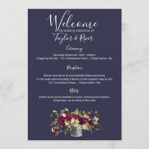 Marsala & Ivory Watercolor Roses   Navy Program
