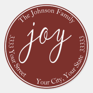 Marsala Joy Holiday Round Return Address Label