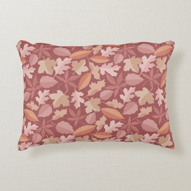 Marsala leaves pattern decorative pillow (Front)