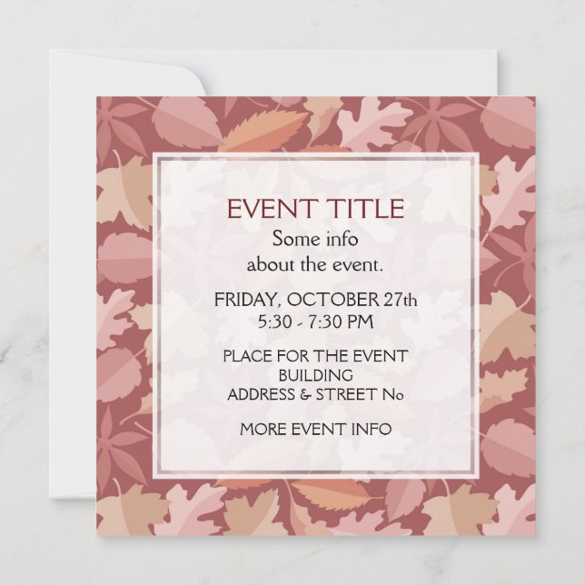 Marsala leaves pattern invitation (Back)
