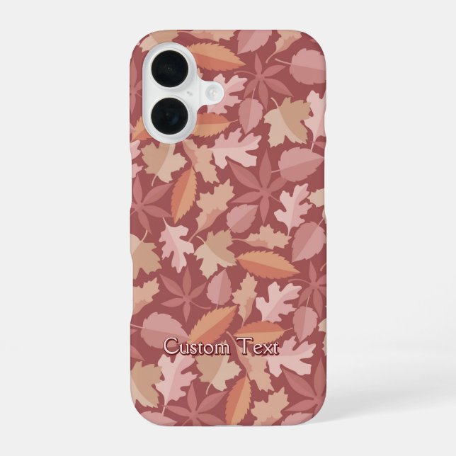 Marsala Leaves Pattern iPhone 16 Case (Back)