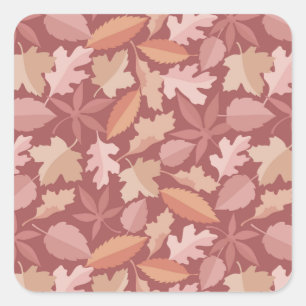 Marsala leaves pattern square sticker