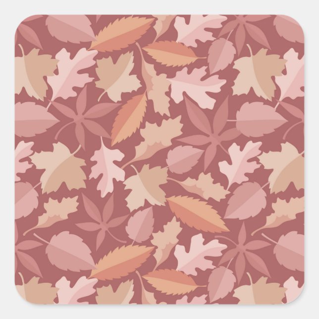 Marsala leaves pattern square sticker (Front)