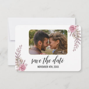 Marsala Maroon Floral Watercolour Save the Date