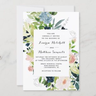 Marsala Navy Blush Faire-part de mariage