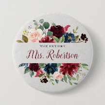 Marsala & Navy Floral Personalized Future Mrs