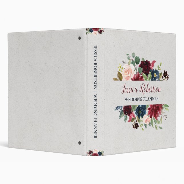 Marsala & Navy Floral Personalized Organizing Binder (Background)