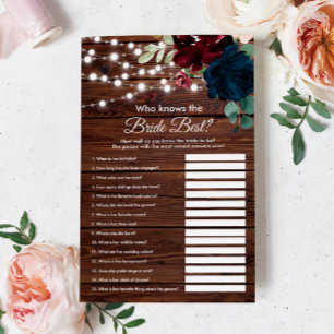 Marsala & Navy  Who Knows The Bride Best Game