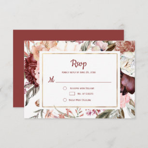 Marsala Peach Terracotta rose Floral RSVP