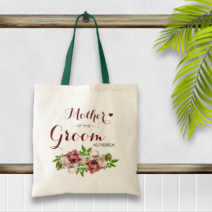 Marsala Red Floral Mother of the Groom Tote Bag