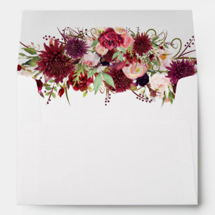 Marsala Red Floral Wedding Envelopes
