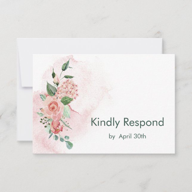 Marsala Red Floral Wedding RSVP Card (Front)