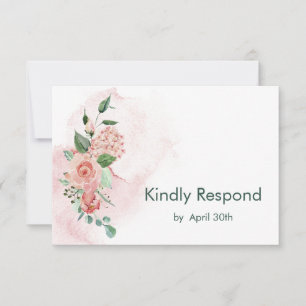 Marsala Red Floral Wedding RSVP Card