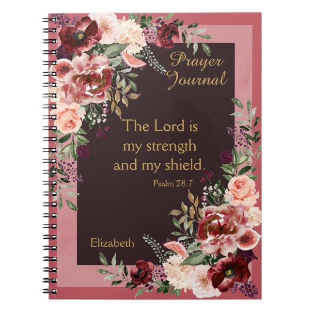 Marsala rose Floral Journal de prière personnalisé (Devant)