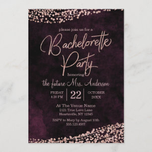 Marsala Rose Gold Bachelorette Party Invitation
