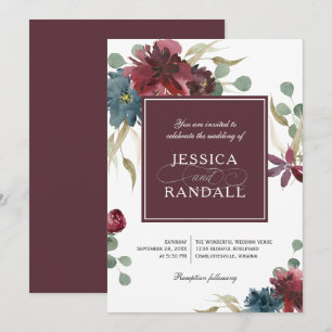 Marsala Rouge et Faire-part de mariage floral mari