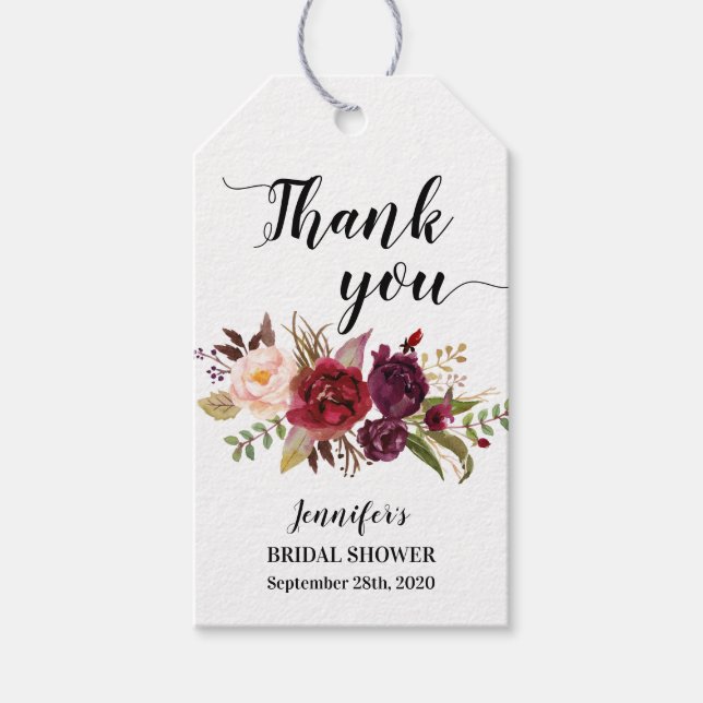 Marsala Thank You Gift Tags (Front)