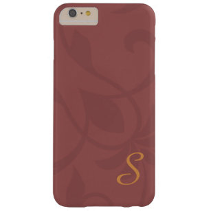 Marsala Wine and Gold Floral Monogram Barely There iPhone 6 Plus Case