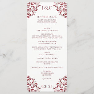 Marsala Wine Nadine Wedding Program - Tea-length