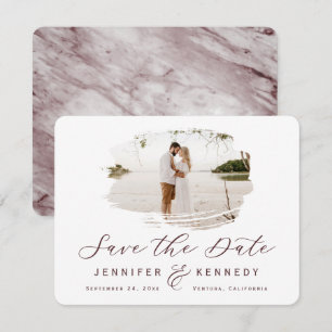 Marsala Wine Romantic Brushed Frame with Photo Save The Date