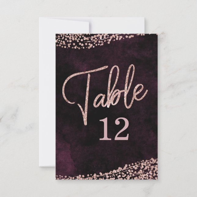 Marsala Wine & Rose Gold Table Number Seating (Front)