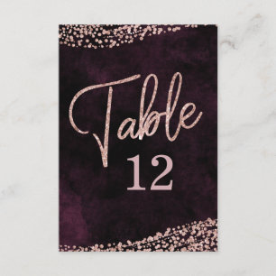 Marsala Wine & Rose Gold Table Number Seating