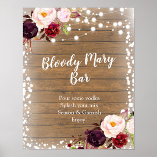 Marsala Winter Bloody Mary Bar Signage Poster