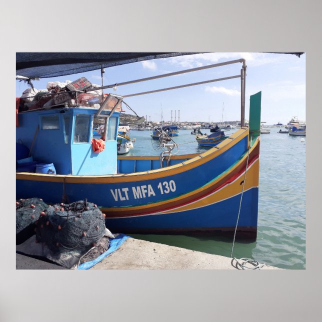Marsaxlokk Fishing Boats Malta Poster (Front)
