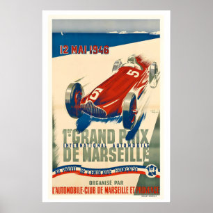 Marseille Automobile Grand Prix Vintage Racing Poster