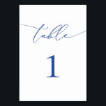 Marseille Bleu and White Minimalist Table Number<br><div class="desc">Beautiful,  elegant,  modern and minimalist,  table number card. Fully customizable. **PLEASE NOTE: To order,  simply adjust your table number and add each number to your cart separately. Then check out once you are finished.</div>