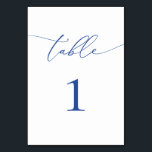Marseille Bleu and White Minimalist Table Number<br><div class="desc">Beautiful,  elegant,  modern and minimalist,  table number card. Fully customizable. **PLEASE NOTE: To order,  simply adjust your table number and add each number to your cart separately. Then check out once you are finished.</div>