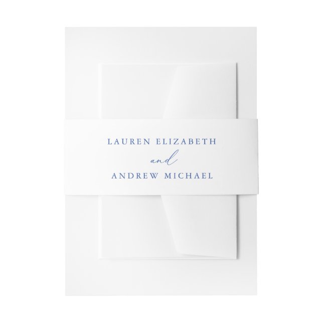 Marseille Bleu and White Wedding Invitation Invitation Belly Band (Front Example)
