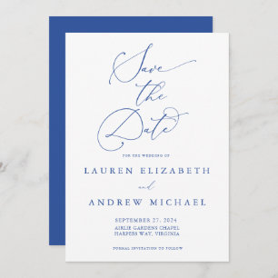 Marseille Bleu Minimalist Save the Date Invitation