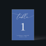 Marseille Bleu Minimalist Wedding Table Number<br><div class="desc">(**PLEASE NOTE: To order,  simply adjust your table number (and name/date) and add each number to your cart separately. Then check out once you are finished.) Beautiful,  elegant,  modern and minimalist,  table number card. Fully customizable with your names (or Event Name) and Date.</div>