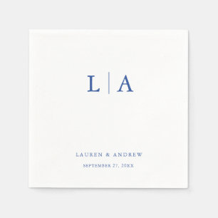 Marseille Bleu Monogram Simple Minimalist Wedding Napkin