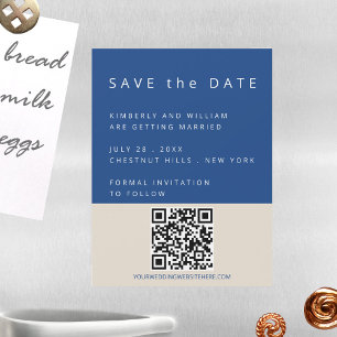 Marseille Bleu Unique QR Code Simple Save The Date Magnetic Invitation
